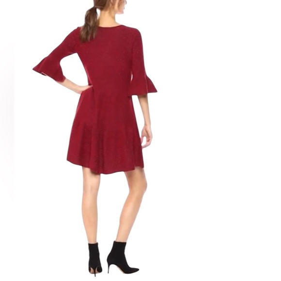 NEW! NIC+ZOE Studded Women's Celestial Dress Ruby Red Women’s SZ SP Bell Sleeve - Picture 1 of 17
